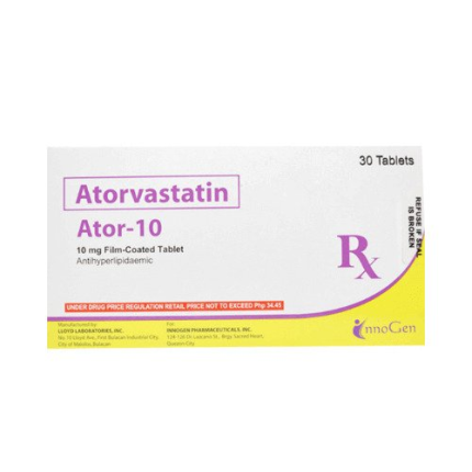 ATOR-10 Atorvastatin 10mg Film-Coated Tablet 30's price in the ...